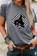 Gray Spades Western Graphic T Shirt for Women Basic Stretchy Cotton Blend Dark Gray