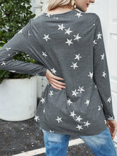 Gray Star Pattern Long Sleeve Polyester Shirt for Women
