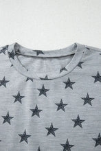 Gray Star-Patterned Ruffle Sleeve Top for Women Woman T Shirts