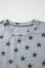 Gray Star-Patterned Ruffle Sleeve Top for Women Woman T Shirts