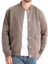 Gray Suede Button Up Bomber Jacket for Men Men Outerwear