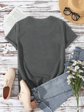 Gray T-Shirt with Glittery Green Shamrock Rolled Sleeves for Women