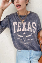 Gray Texas Distressed Graphic Cotton Tee for Women Gray