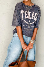 Gray Texas Distressed Graphic Cotton Tee for Women