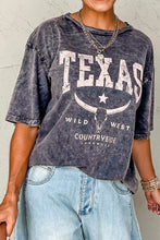 Gray Texas Distressed Graphic Cotton Tee for Women