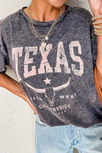 Gray Texas Distressed Graphic Cotton Tee for Women