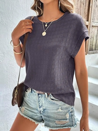 Gray Textured Casual Top for Women Mauve