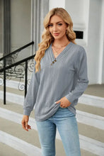 Gray Textured V-Neck Sweater with Regular Sleeve Length for Women Woman T Shirts