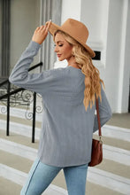Gray Textured V-Neck Sweater with Regular Sleeve Length for Women Woman T Shirts