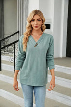 Gray Textured V-Neck Sweater with Regular Sleeve Length for Women Woman T Shirts