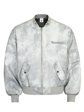 Gray Tie-Dye Patterned Bomber Jacket for Men White Men Outerwear