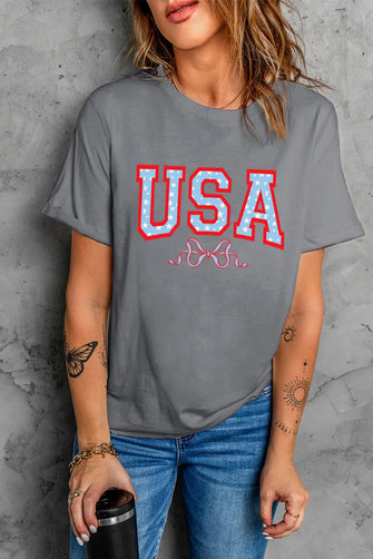 Gray USA Design T-Shirt for Women Dark Gray
