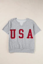 Gray USA Graphic Short Sleeve Sweatshirt for Women