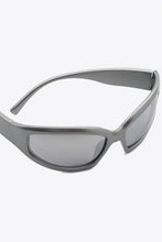Gray UV400 polycarbonate cat eye sunglasses with silver aviator frame