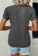 Gray V Neck Flutter Sleeve T Shirt for Women