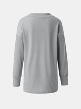 Gray V-Neck Long Sleeve Shirt for Women