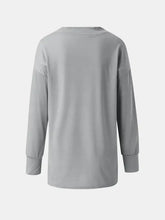 Gray V-Neck Long Sleeve Shirt for Women Woman T Shirts