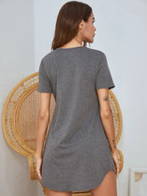 Gray V Neck Ruched Babydoll Dress with Moderate Stretch