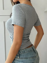 Gray V Neck T Shirt with Leopard Print Star for Women Woman T Shirts