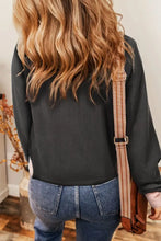 Gray Waffle Knit Long Sleeve Button Up Shirt for Women Woman T Shirts