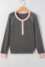 Gray Waffle Knit Long Sleeve Button Up Shirt for Women Woman T Shirts