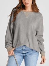 Gray Waffle Knit Long Sleeve Shirt for Women Gray