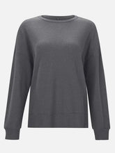 Gray Waffle Knit Long Sleeve Top for Women Woman T Shirts