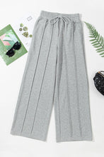Gray Wide-Leg Drawstring Sweatpants for Women