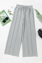 Gray drawstring wide-leg sweatpants for women