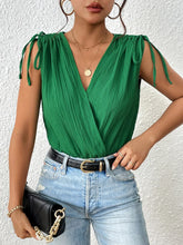Green and Black Tie Shoulder Bodysuit for Women