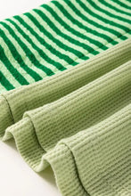 Green and Light Green Striped Waffle-Knit Women’s T-Shirt Woman T Shirts