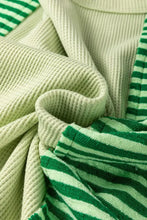 Green and Light Green Striped Waffle-Knit Women’s T-Shirt Woman T Shirts