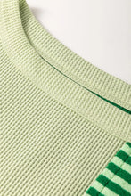 Green and Light Green Striped Waffle-Knit Women’s T-Shirt