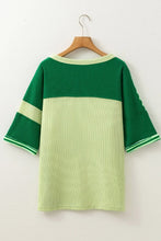 Green and Light Green Striped Waffle-Knit Women’s T-Shirt