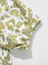 Green and White Floral Tiered Midi Dress Casual Dresses