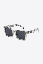 Green and White Patterned Square Sunglasses UV400 Polycarbonate Frame Black One Size