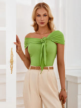 Green Asymmetrical Off-Shoulder Top for Women