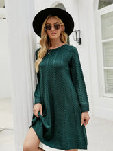 Green Cable Knit Long Sleeve Sweater Dress for Women Woman Sweater Dresses