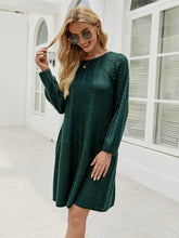 Green Cable Knit Long Sleeve Sweater Dress for Women Woman Sweater Dresses