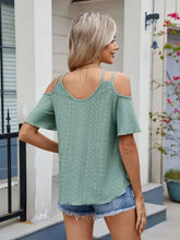 Green Cold-Shoulder Top for Women Woman T Shirts