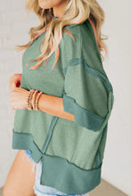 Green Color Block Oversized T Shirt for Women