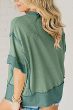 Green Color Block Oversized T Shirt for Women