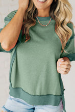 Green Color Block Oversized T Shirt for Women