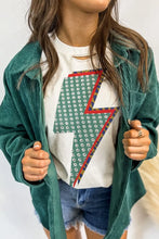 Green Corduroy Shirt and Jacket Set with White Lightning Bolt T Shirt