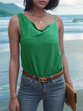Green Cowl Neck Tank Bodysuit for Women