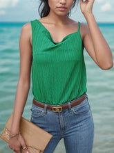 Green Cowl Neck Tank Bodysuit for Women