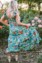Green Floral Tiered Maxi Dress