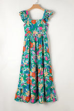 Green Floral Tiered Maxi Dress