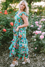 Green Floral Tiered Maxi Dress