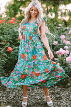 Green Floral Tiered Maxi Dress